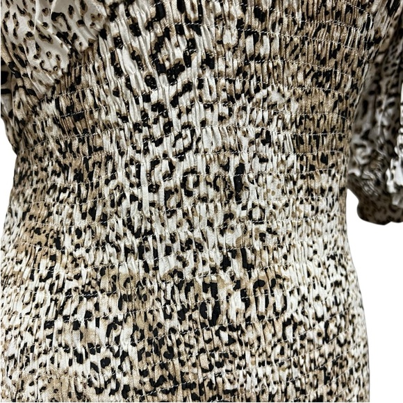 Faithfull The Brand Margherita Signe Animal Print Smocked Mini Dress Medium NWT - Picture 10 of 16